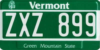 VT license plate ZXZ899