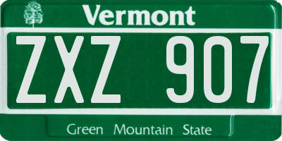 VT license plate ZXZ907