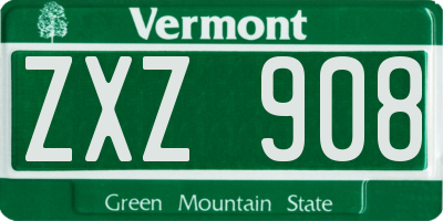 VT license plate ZXZ908
