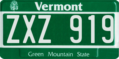 VT license plate ZXZ919