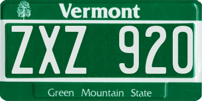 VT license plate ZXZ920