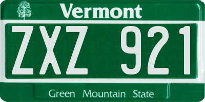 VT license plate ZXZ921