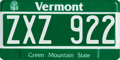 VT license plate ZXZ922