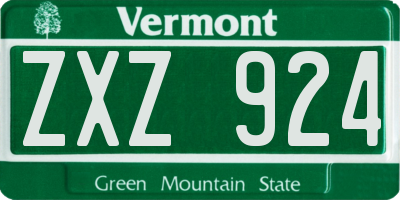 VT license plate ZXZ924