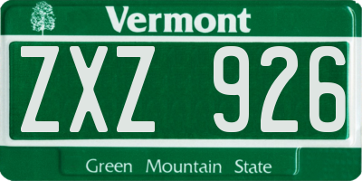 VT license plate ZXZ926