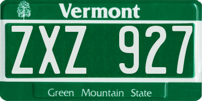 VT license plate ZXZ927