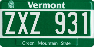 VT license plate ZXZ931