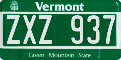 VT license plate ZXZ937