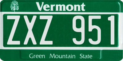 VT license plate ZXZ951