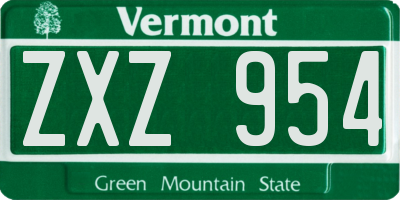 VT license plate ZXZ954