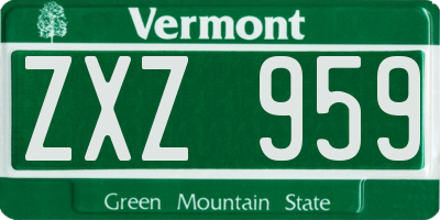 VT license plate ZXZ959