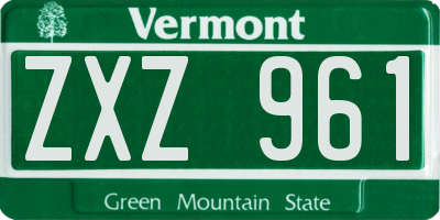 VT license plate ZXZ961