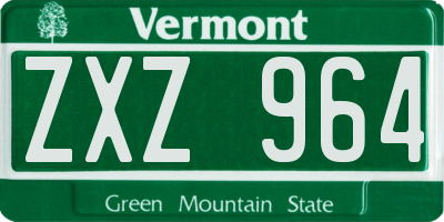 VT license plate ZXZ964