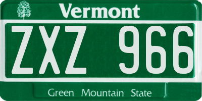 VT license plate ZXZ966