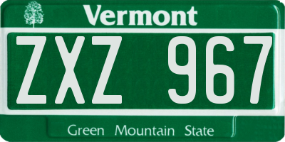 VT license plate ZXZ967