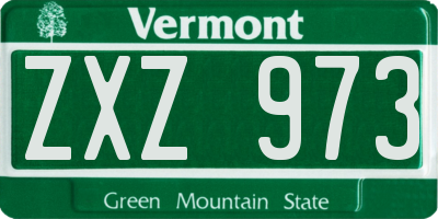 VT license plate ZXZ973
