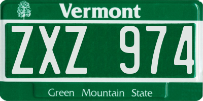 VT license plate ZXZ974