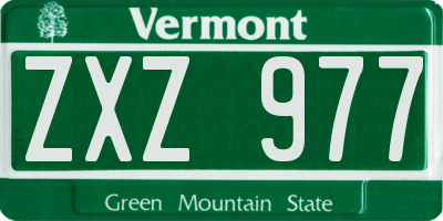 VT license plate ZXZ977