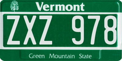 VT license plate ZXZ978