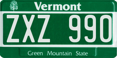 VT license plate ZXZ990