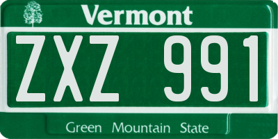 VT license plate ZXZ991
