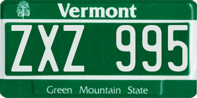 VT license plate ZXZ995