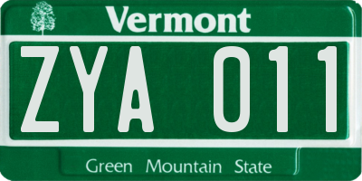 VT license plate ZYA011