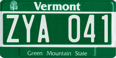 VT license plate ZYA041