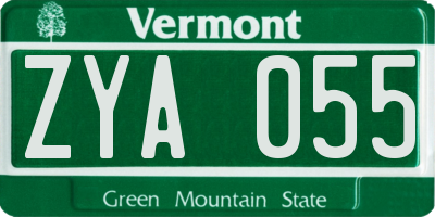 VT license plate ZYA055
