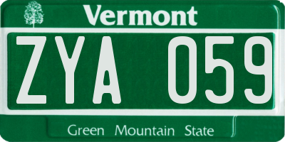VT license plate ZYA059