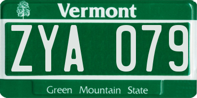 VT license plate ZYA079