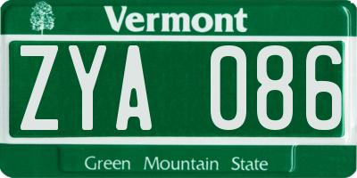 VT license plate ZYA086