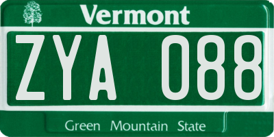 VT license plate ZYA088
