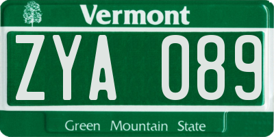 VT license plate ZYA089