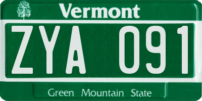 VT license plate ZYA091