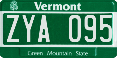 VT license plate ZYA095