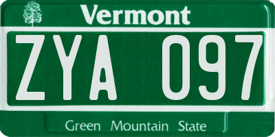 VT license plate ZYA097