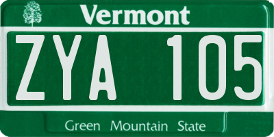 VT license plate ZYA105