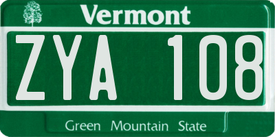 VT license plate ZYA108