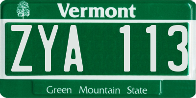 VT license plate ZYA113