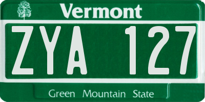 VT license plate ZYA127