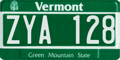 VT license plate ZYA128