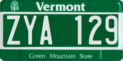 VT license plate ZYA129