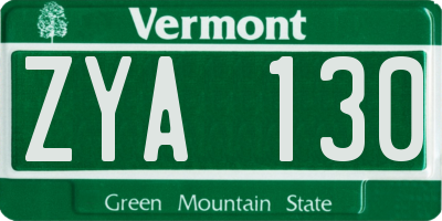 VT license plate ZYA130