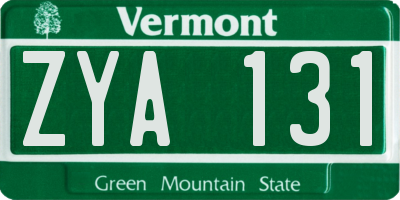 VT license plate ZYA131