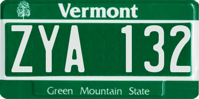 VT license plate ZYA132