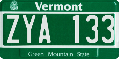 VT license plate ZYA133