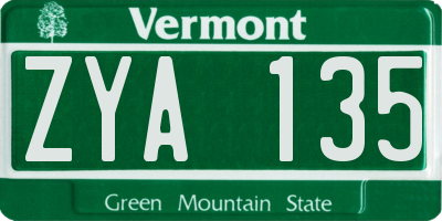 VT license plate ZYA135