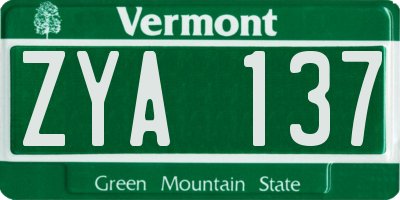 VT license plate ZYA137