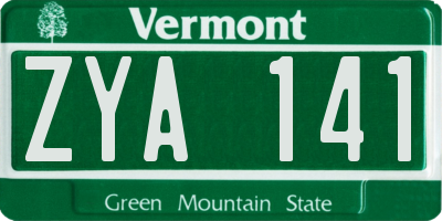 VT license plate ZYA141